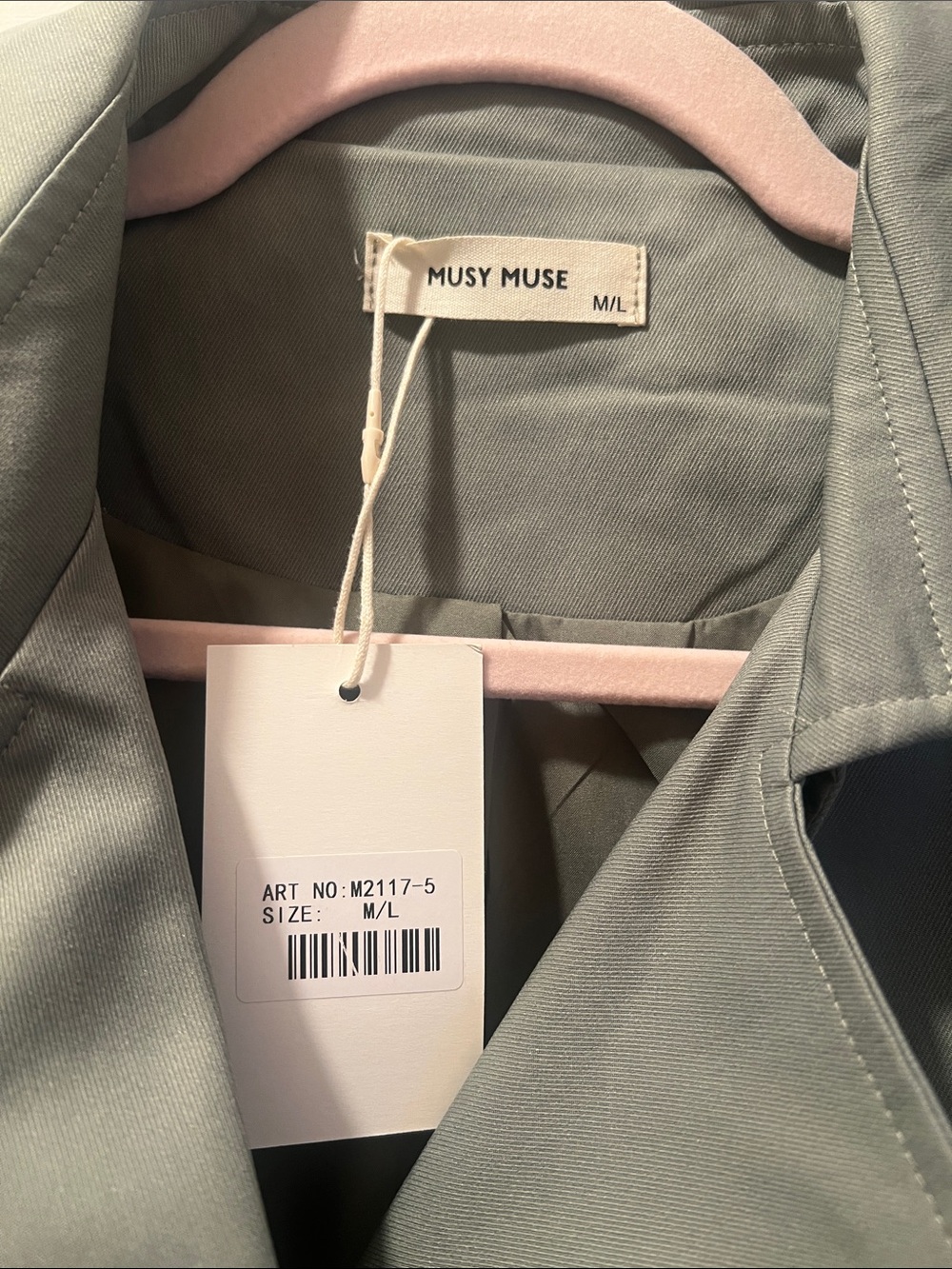 ****NWT**** Cropped Double-Breasted Trench Coat - Sage Green - Picture 2 of 6